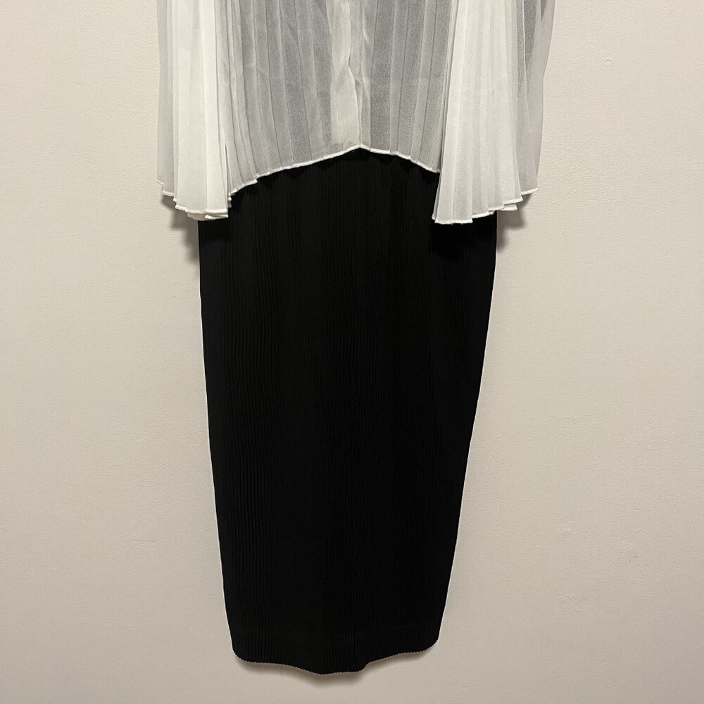 Sandro Black White Pleated Plisse‎ Mini Dress Size 1 - Picture 6 of 12